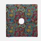Cape poncho femme cachemire multicolore à motif paisley turquoise bordeaux or