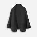 Cape poncho laine femme grise anthracite bords côtelés coupe fluide mi-saison