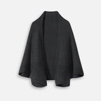 Cape poncho laine femme grise anthracite bords côtelés coupe fluide mi-saison