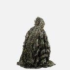 Poncho camouflage 3D feuillage forêt avec capuche, vue de dos, homme