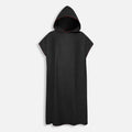 Poncho de bain microfibre noir adulte avec capuche, vue de face, séchage rapide