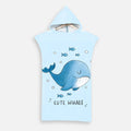 Poncho de bain enfant microfibre bleu ciel avec capuche, motif baleine mignonne et poissons