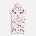 Poncho de bain microfibre enfant rose avec capuche licorne et motifs étoilés