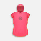 Poncho de bain enfant rose avec capuche, logo VOCOOL, séchage rapide microfibre